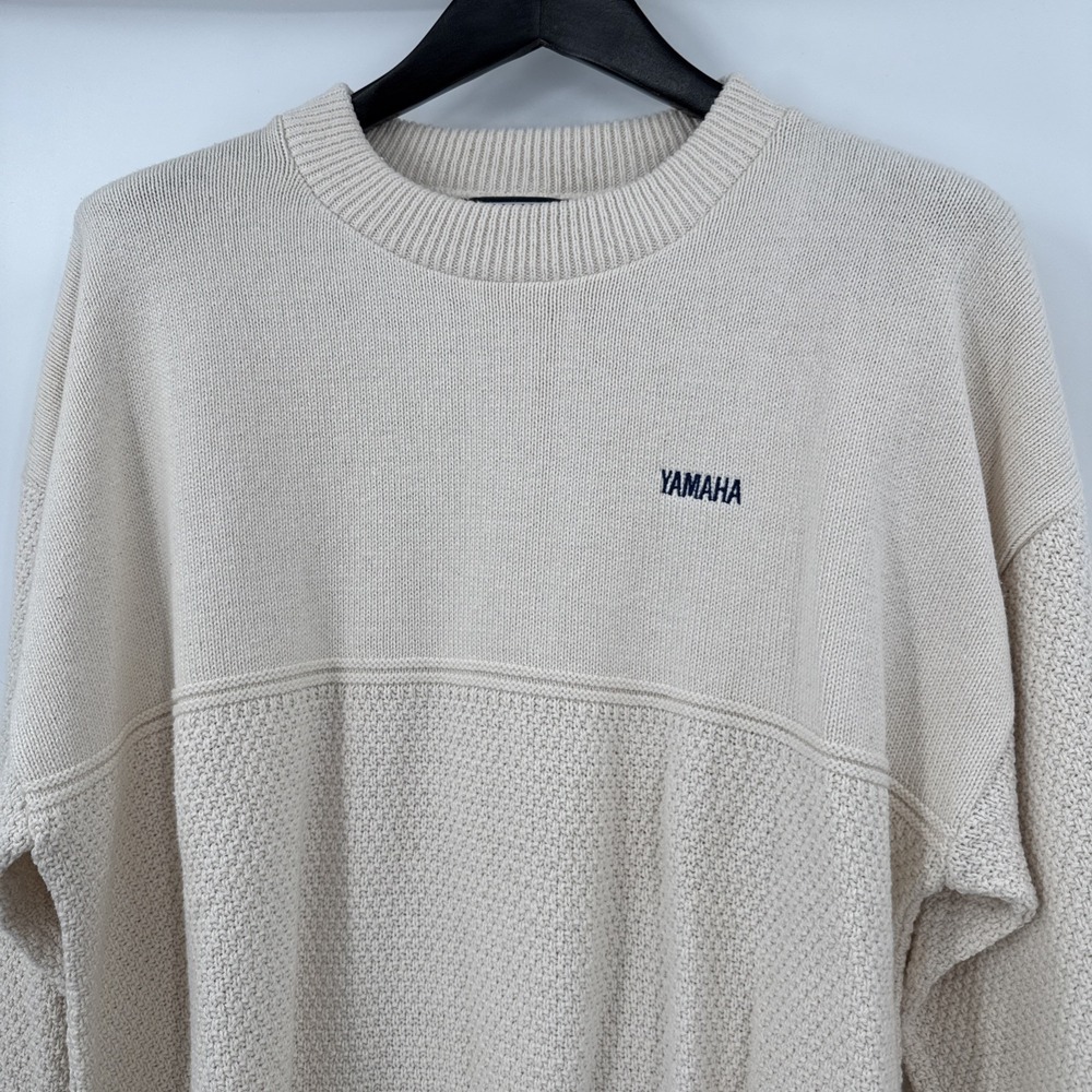 McBriar Pullover Sweater Men's YAMAHA Size XL Made‎ USA Ivory Crew New VTG. Tags